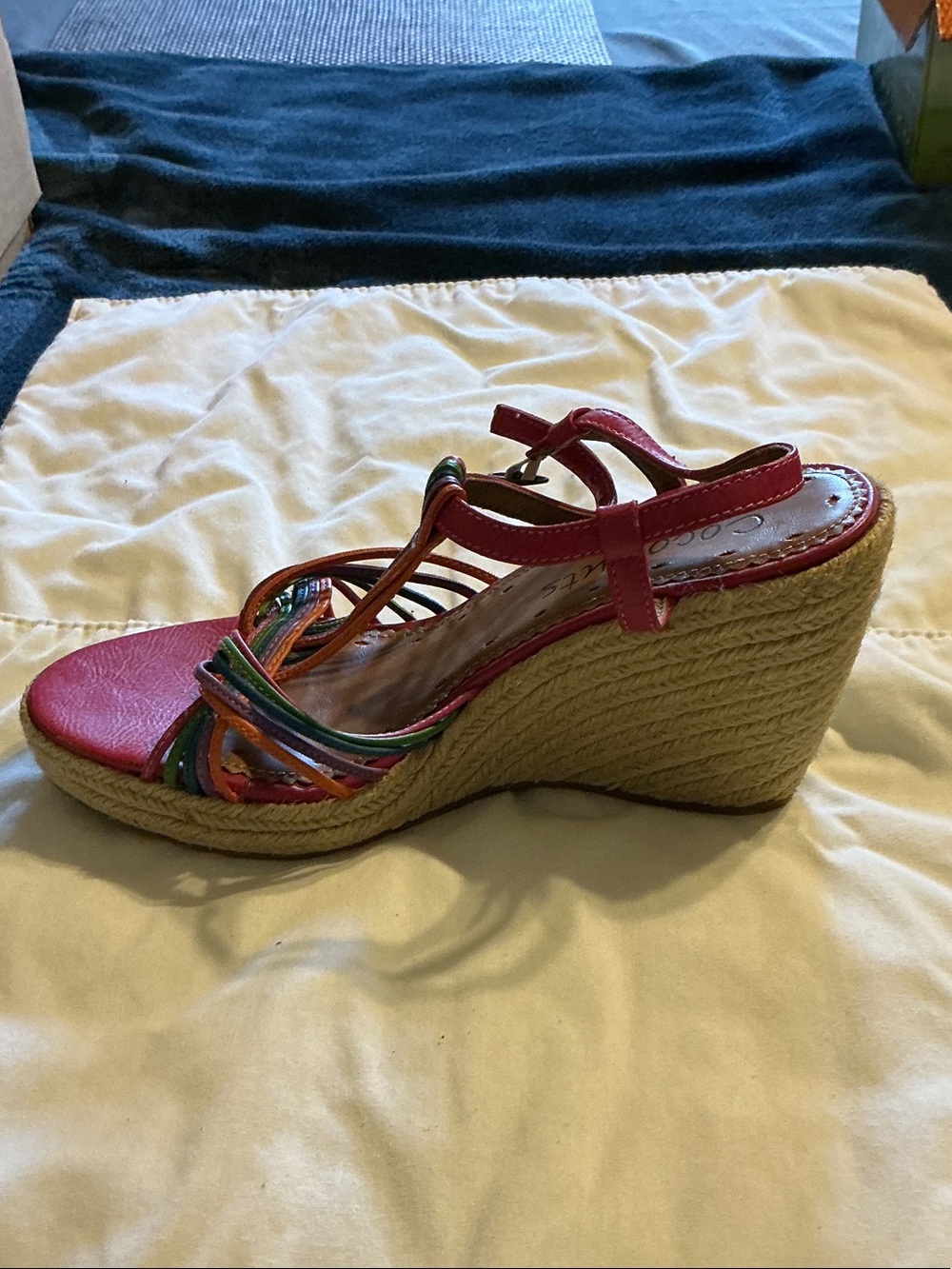 Coconuts by Matisse Pink Multicolor Strappy Espadrille Wedges